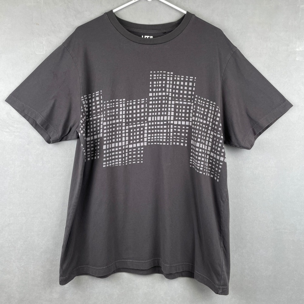 Uniqlo‎ UT George Sowden Graphic T-Shirt Mens XL Gray 80s Geometric Grid 418110